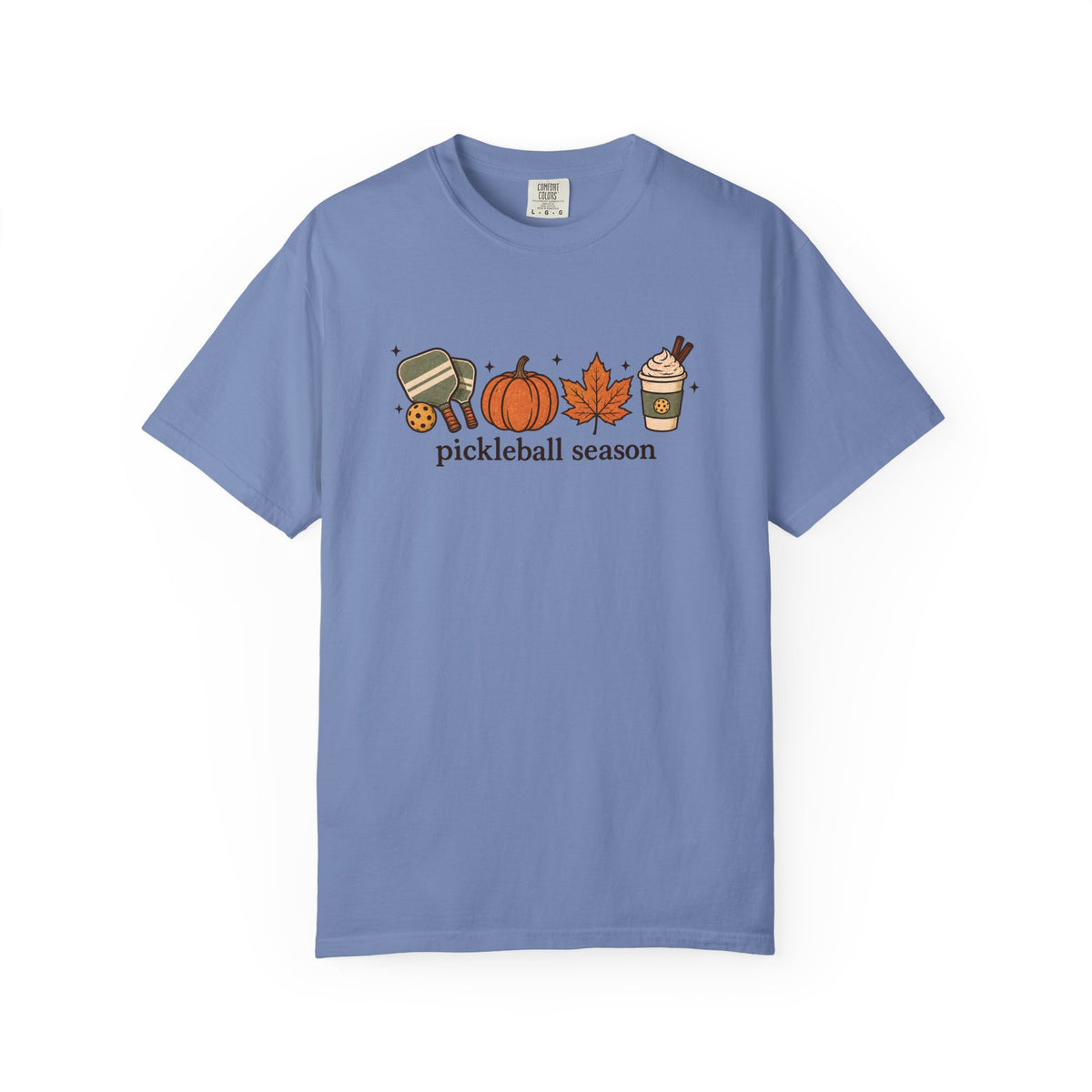 Pickleball Season Fall T-Shirt — Autumn Pumpkin, Leaves & Coffee Graphic Tee