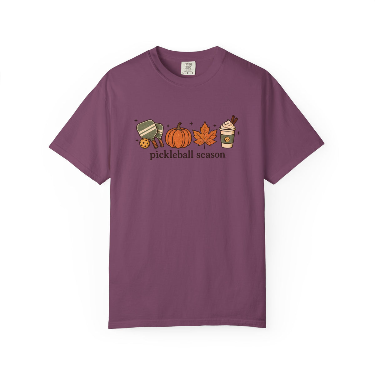 Pickleball Season Fall T-Shirt — Autumn Pumpkin, Leaves & Coffee Graphic Tee