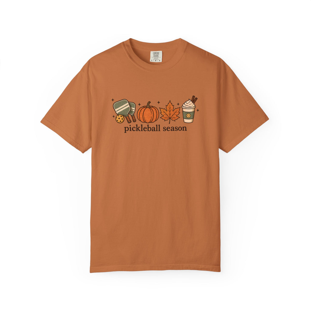 Pickleball Season Fall T-Shirt — Autumn Pumpkin, Leaves & Coffee Graphic Tee