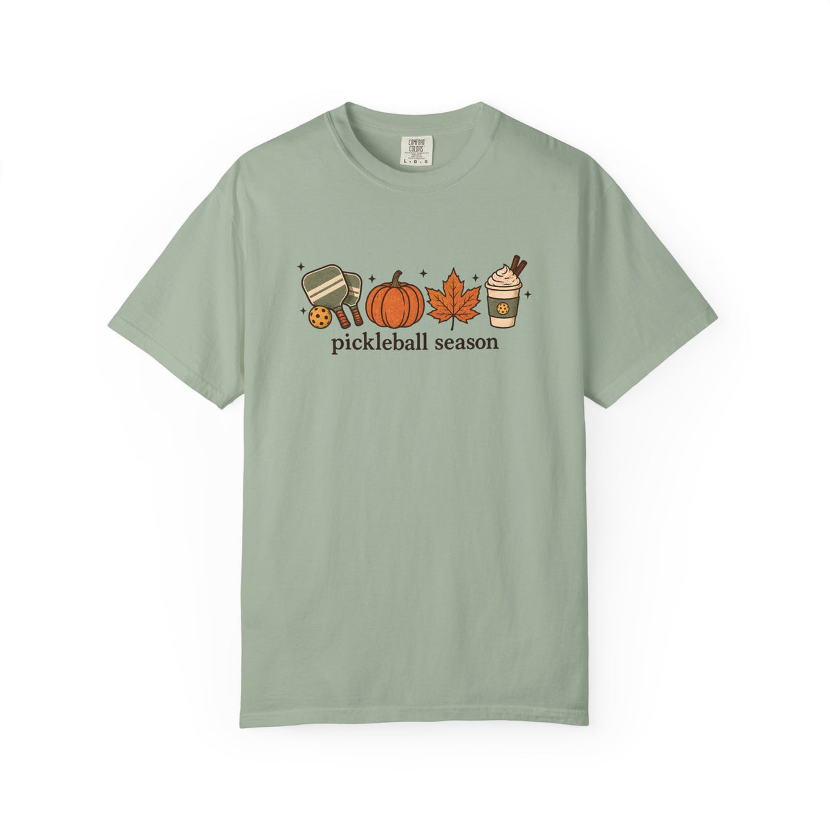 Pickleball Season Fall T-Shirt — Autumn Pumpkin, Leaves & Coffee Graphic Tee