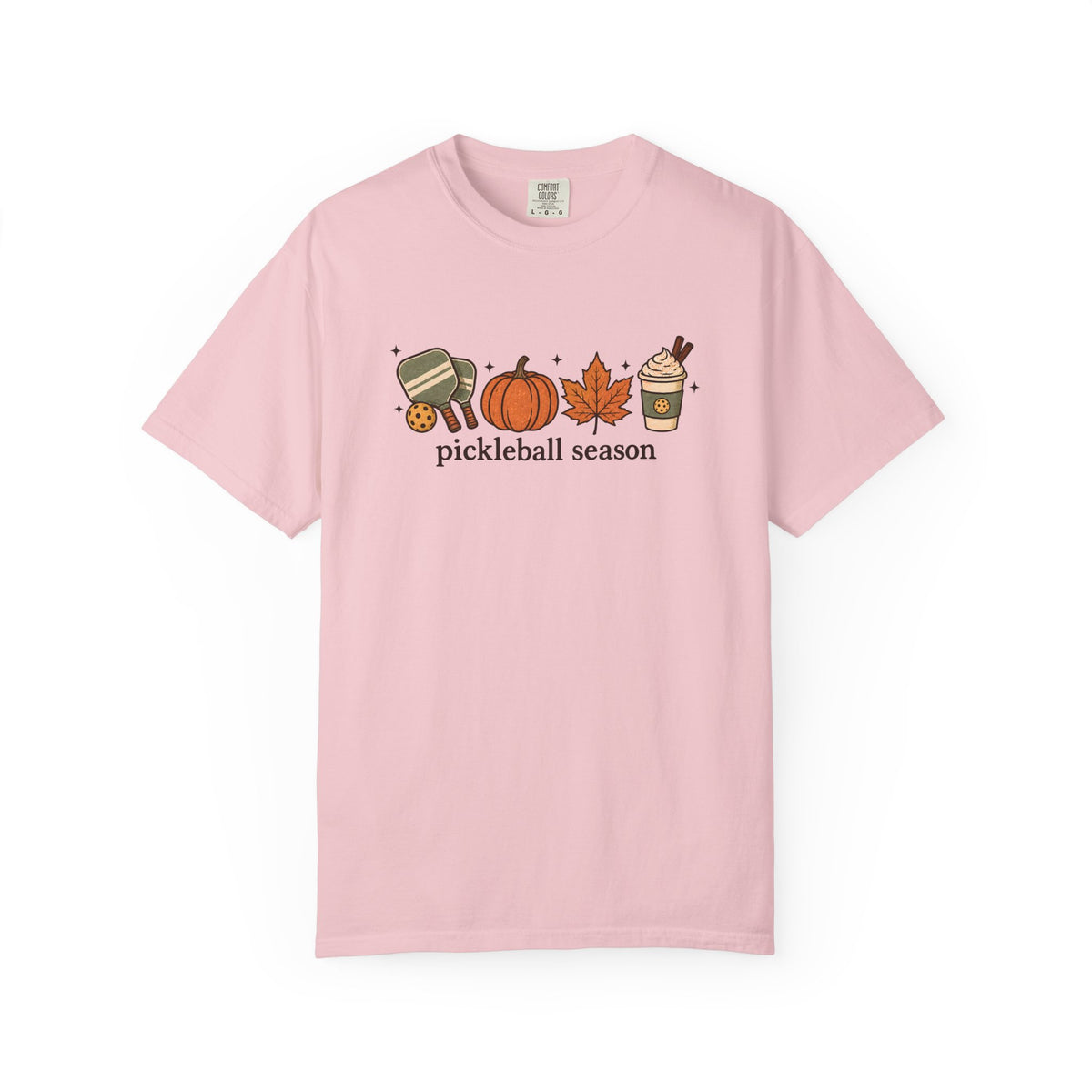 Pickleball Season Fall T-Shirt — Autumn Pumpkin, Leaves & Coffee Graphic Tee
